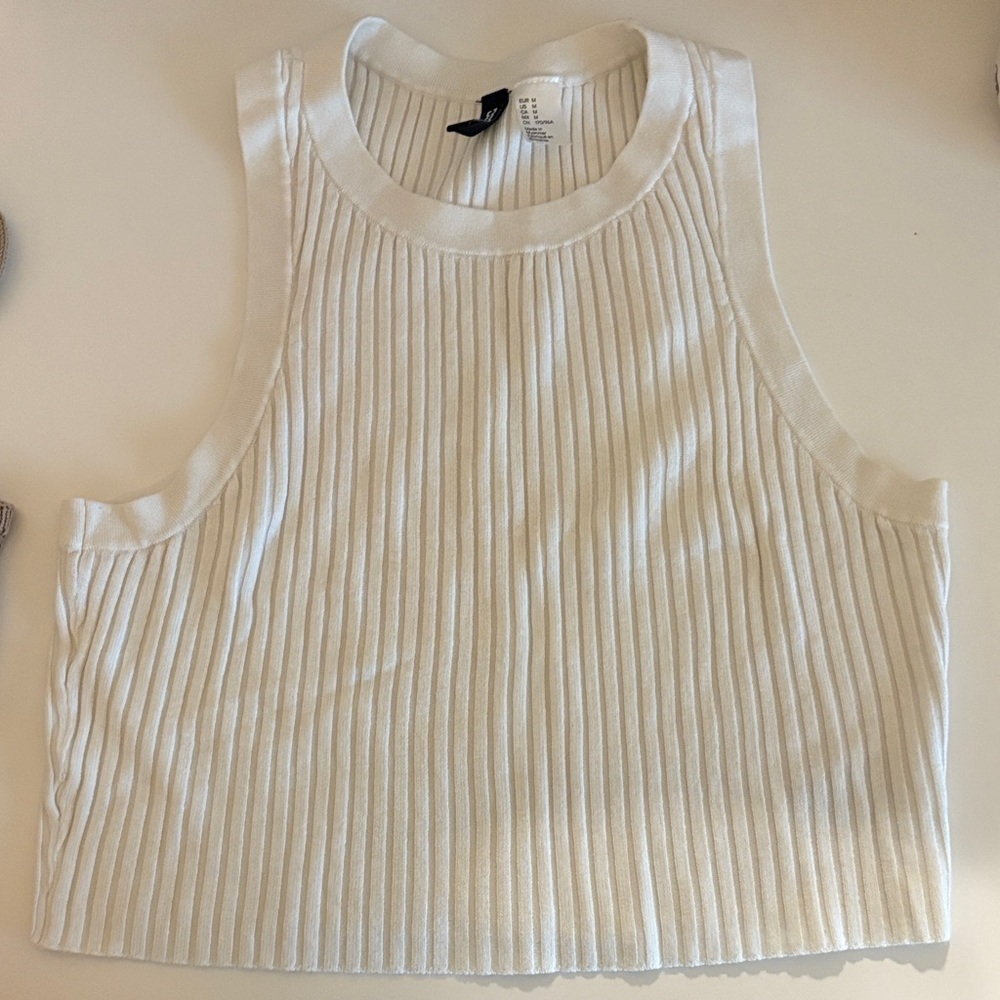 H&M Cream Ribbed Tank Top